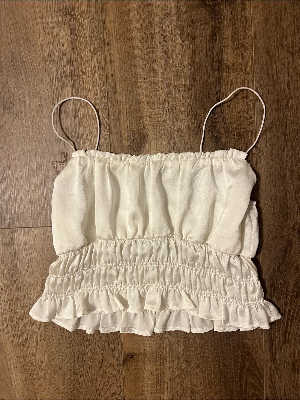 White Smocked Ruffle Cami Top - Women size medium